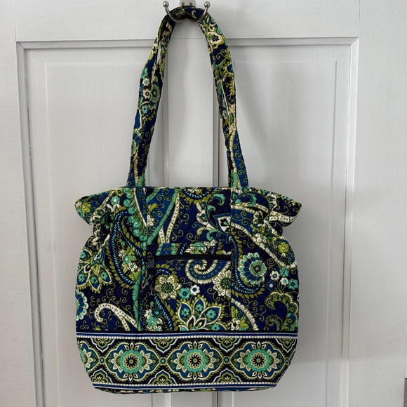 Vera Bradley Handbags - Vera Bradley Floral & Paisley Patterned Tote Bag - Blue and Green